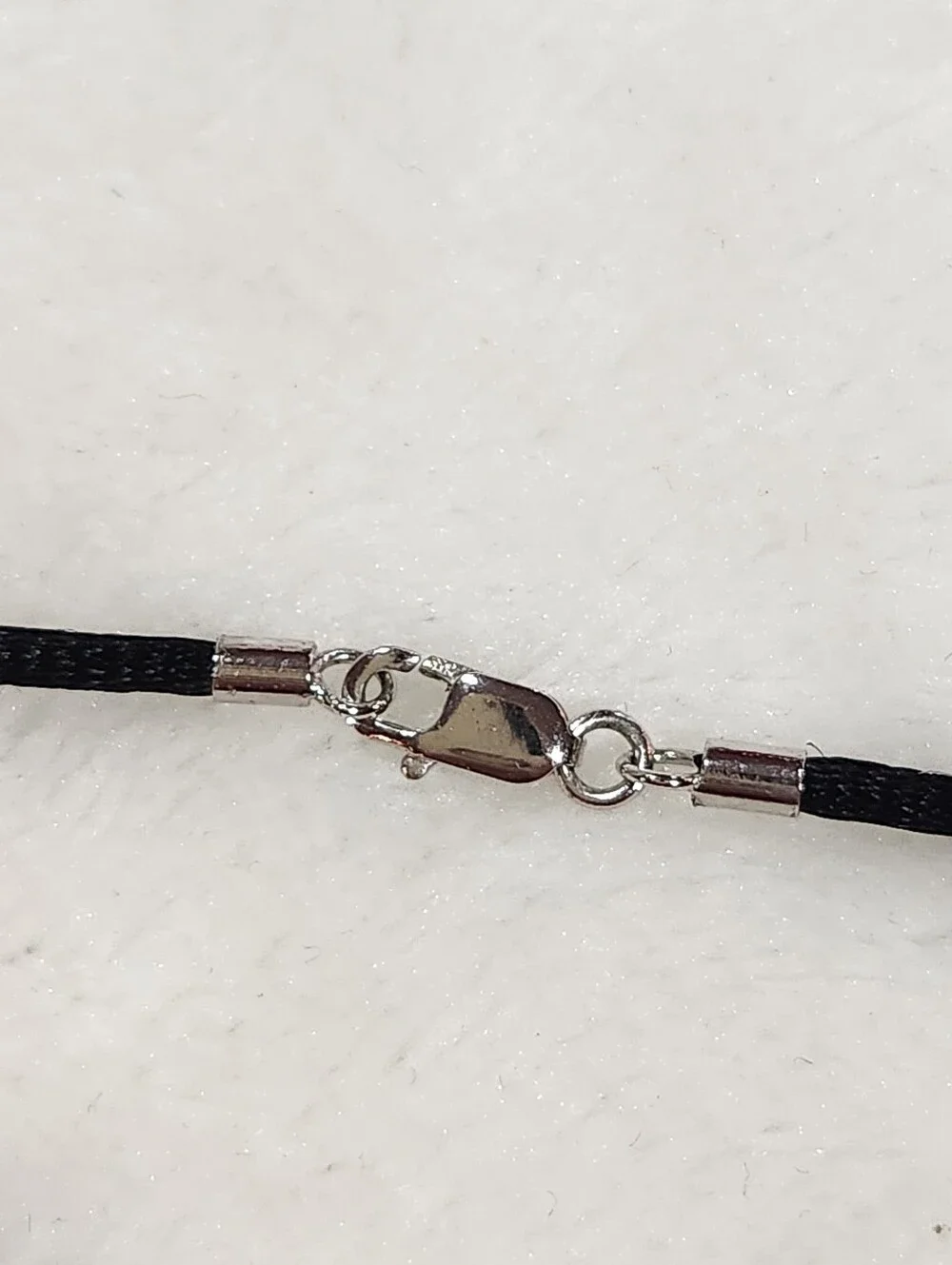 EMA Sterling Silver Enamel Heart Necklace with Silk Cord